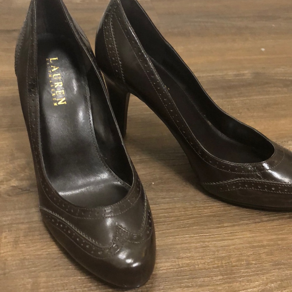 Ralph Lauren leather wingtip brogue pumps
